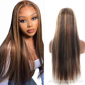 Best Quality HD Lace Front Raw Human Hair Wig Wholesale Vendor Silky Straight  Lace Frontal Wig For Black Women